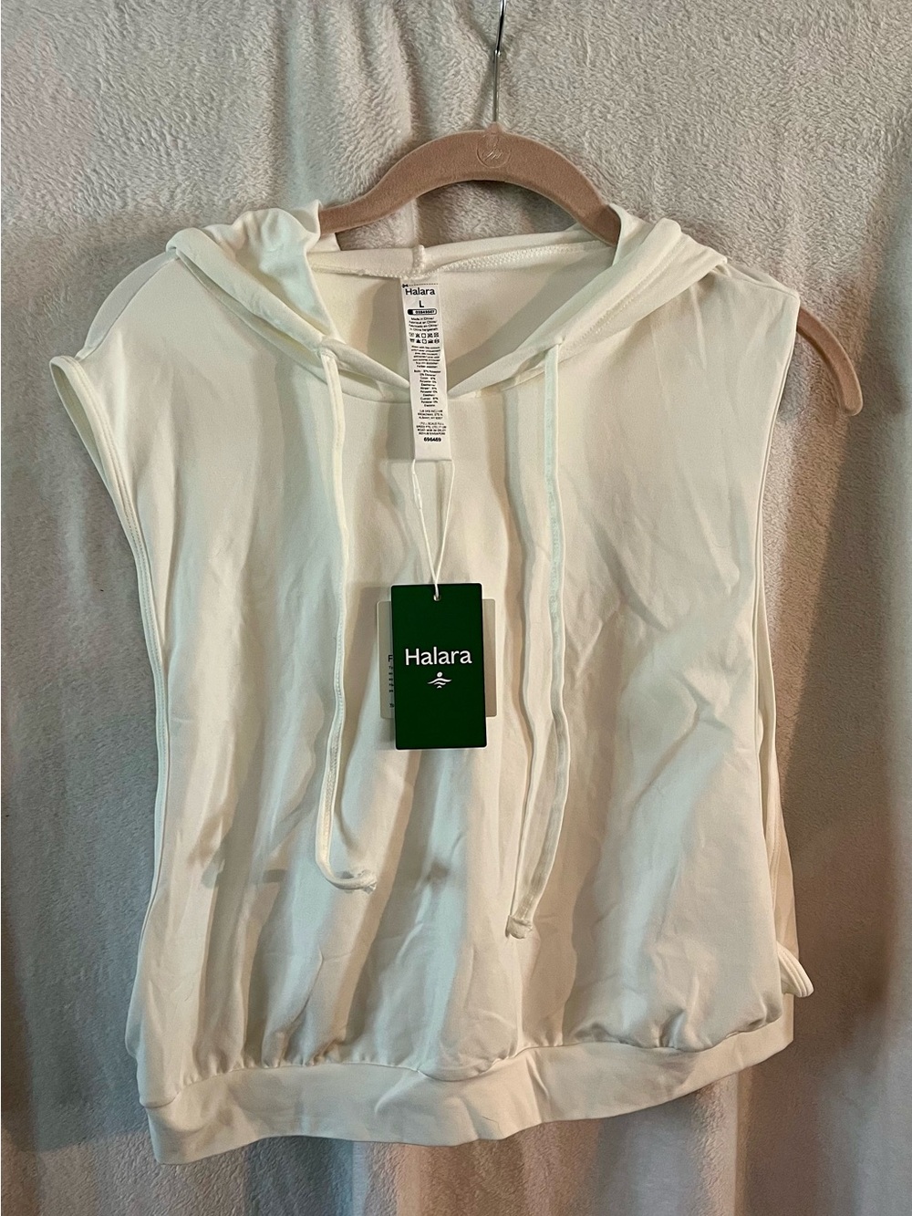 HALARA Cream Sleeveless Hoodie Tank